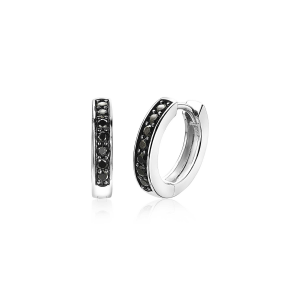 ZINZI Zlv. klapcreool met zirconia zwart - 200033 ZINZI Zlv. klapcreool met zirconia zwart - 200033