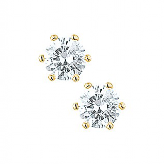 geelgouden oorknop met zirkonia 6mm chaton prijs per stuk - 600379