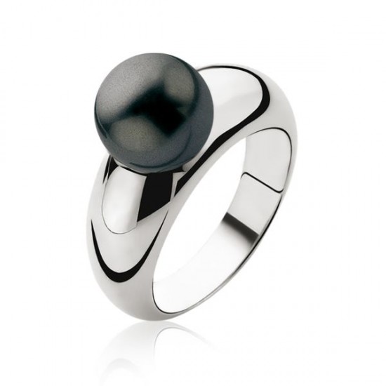 ZINZI ring met Swarovski parel grijs 10mm - 205098