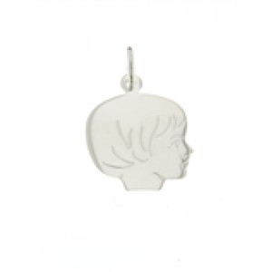 zilveren graveerplaatje meisjeskopje groot glad haar nr.3 - 600835