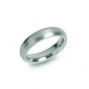 Boccia titanium ring met 1 lijn bicolor - 222786