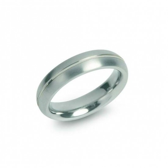 Boccia titanium ring met 1 lijn bicolor - 222786