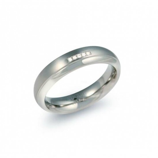 Boccia titanium ring met  5 briljantjes 0.025 totaal - 222788