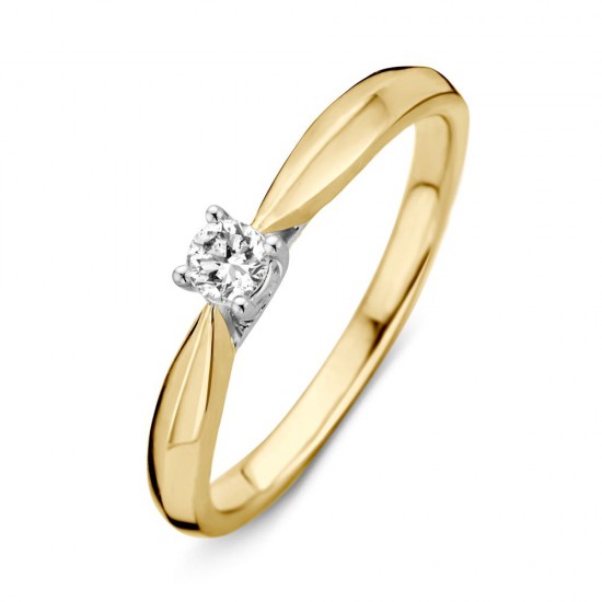 Ring solitair geelgoud met briljant - 222893