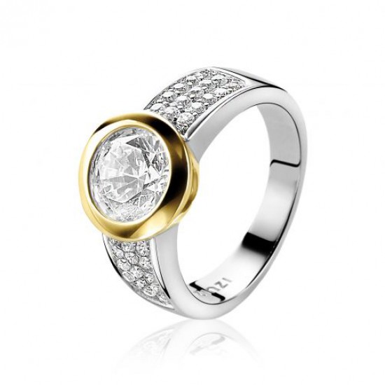 Zinzi ring met cz in de band en double zetting met hoofd steen - 223534