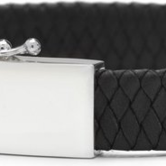 Silk leren armband zwart leer met zilveren sluiting - 224555