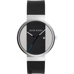 Jacob Jensen watch 712 stainless steelblack pu strap   "New Line" - 224330 Jacob Jensen watch 712 stainless steelblack pu strap   "New Line" - 224330