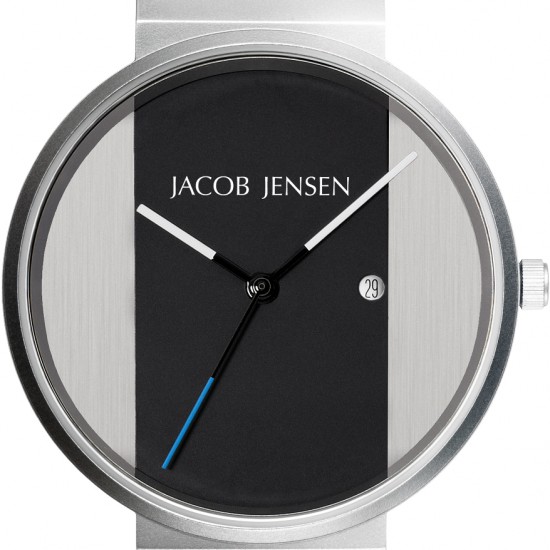 Jacob Jensen watch 712 stainless steelblack pu strap   "New Line" - 224330