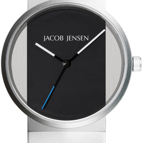 Jacob Jensen watch 712 stainless steelblack pu strap  "New Line" - 224331