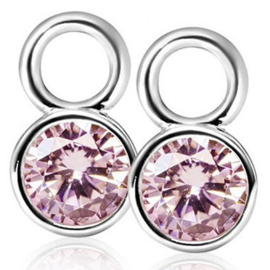 ZINZI Zlv. creoolhanger zirconia klein roze - 226432