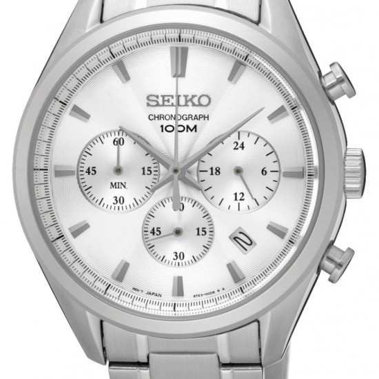 seiko herenhorloge staal, chronograaf 100m  zilver plaat - 226566