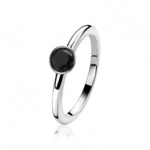 Zinzi rijring met ronde zetkast met een zwarte zirconia - 226826