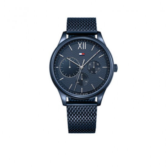 Tommy Hilfiger Damon blauwe plating chrono met mesh band blauw - 226975