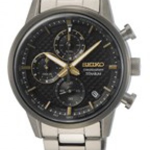 Seiko heren horloge titanium chrono met goud accenten - 233186 Seiko heren horloge titanium chrono met goud accenten - 233186