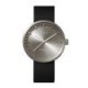 Leff Amsterdam Tube watch steel/black leather strap 42mm - 228184