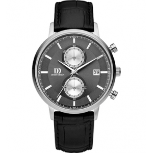 Danish design herenhorloge grijze chrono met zwarte band - 229034 Danish design herenhorloge grijze chrono met zwarte band - 229034