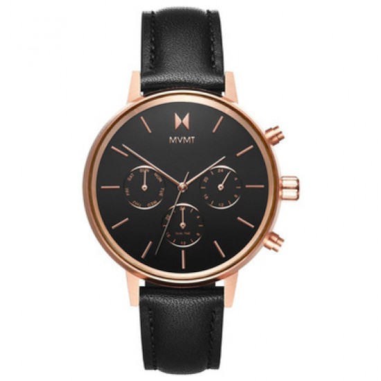 MVMT nova 38mm rosegold and black leather strap - 229275