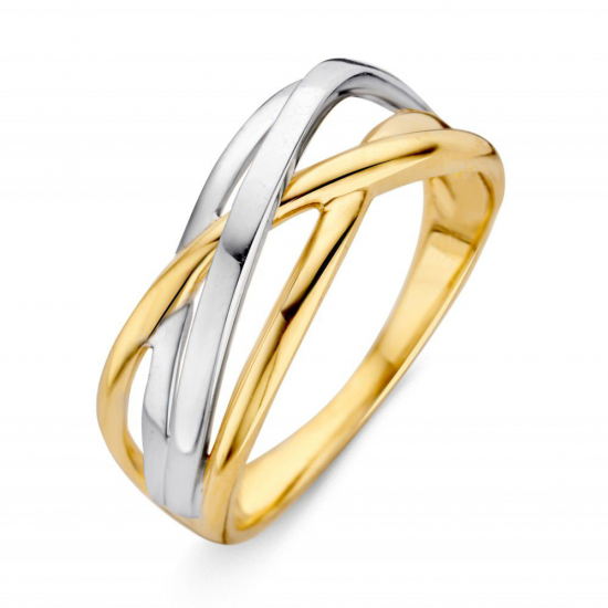 Gouden ring open gewerkt bicolor - 234259