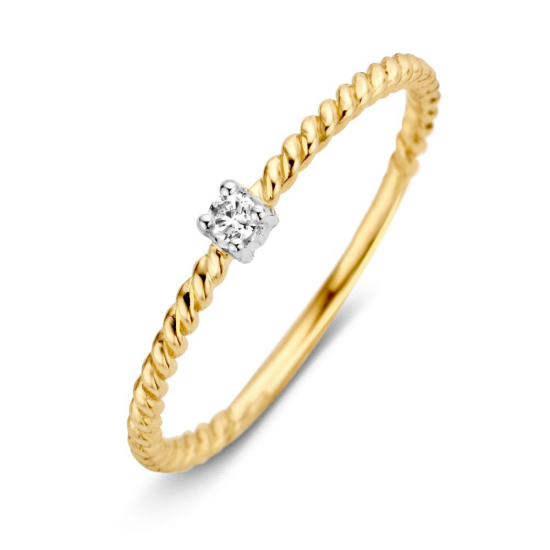 Gouden ring solotair met zirconia - 234266