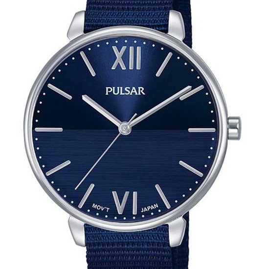 Pulsar dames horloge staal   met  nylon band - 229351