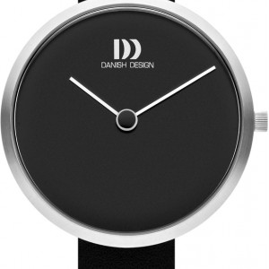Danish Design dames horloge zwarte plaat, stalen matte kast zwart lederen band - 230024 Danish Design dames horloge zwarte plaat, stalen matte kast zwart lederen band - 230024