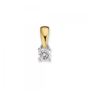 Gouden hanger bicolor 4 poots chaton met 0,10 crt - 230153