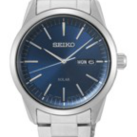 Seiko heren horloge met blauwe plaat solar en saffier glas - 230569