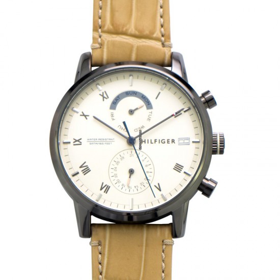 Tommy Hilfiger heren horloge, kane met lederen bruine band - 230572