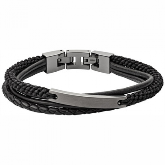 FOSSIL Leren herenarmband 4 streng zwart - 230815