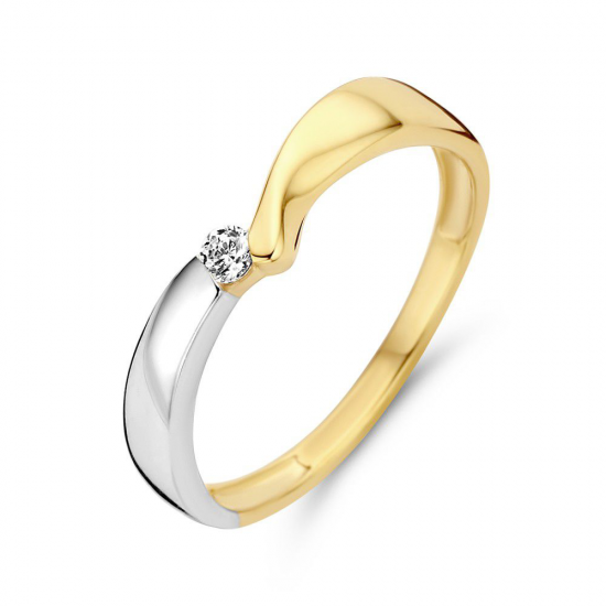 Gouden bicolor ring met zirconia - 231336