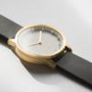 Leff tube watch brass/white case /black leather strap - 231508 Leff tube watch brass/white case /black leather strap - 231508