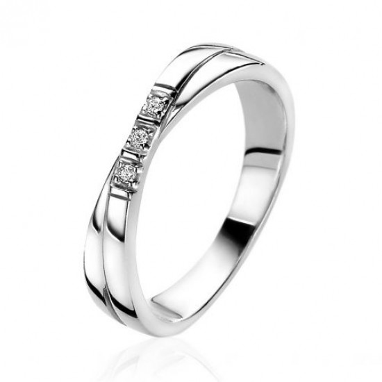 ZINZI ring kruislings model met 3 zirconia&#39;s - 231447