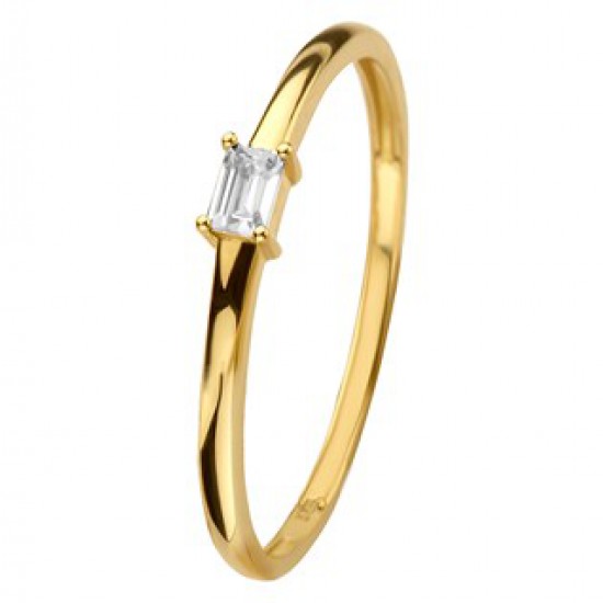 Gouden ring met zirconia in baquette - 231491