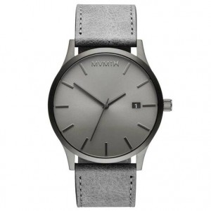 MVMT horloge geborsteld gunmetal kleur met leverkleurige plaat en band - 232036