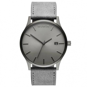 MVMT horloge geborsteld gunmetal kleur met leverkleurige plaat en band - 232036