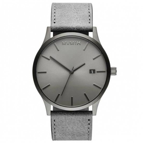 MVMT horloge geborsteld gunmetal kleur met leverkleurige plaat en band - 232036