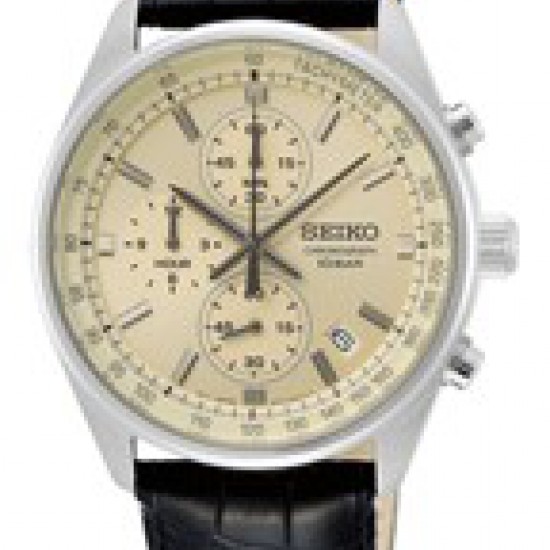 Seiko heren horloge met zwarte band , chrono 10atm - 232047