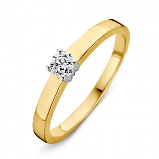 Gouden ring solotair met zirconia - 232306