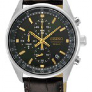 Seiko heren horloge chronograaf groene plaat met goud accenten10atm - 232682