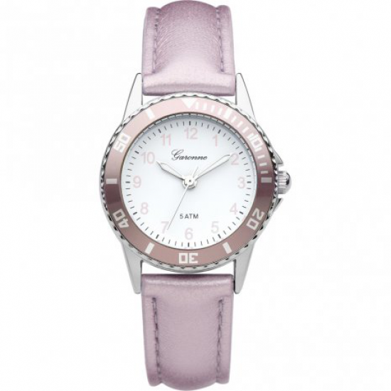 Garonne meisjes horloge met roze lederen band - 232894