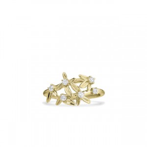 Gouden ring met bloemetjes en zirconia - 233596 Gouden ring met bloemetjes en zirconia - 233596