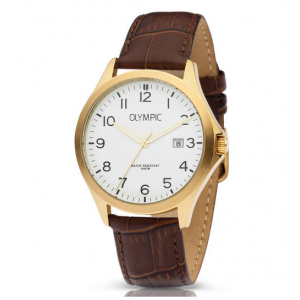 Olympic , herenhorloge double met leren band - 235671 Olympic , herenhorloge double met leren band - 235671