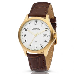 Olympic , herenhorloge double met leren band - 235671 Olympic , herenhorloge double met leren band - 235671