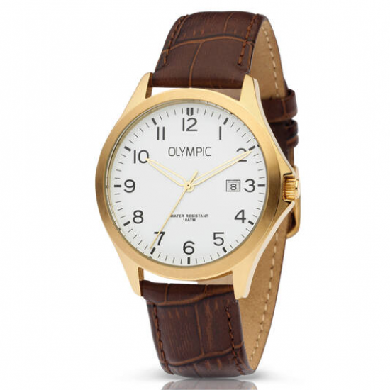 Olympic , herenhorloge double met leren band - 235671