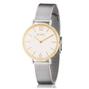 Olympic , dameshorloge bicolour met milanese band - 235673 Olympic , dameshorloge bicolour met milanese band - 235673