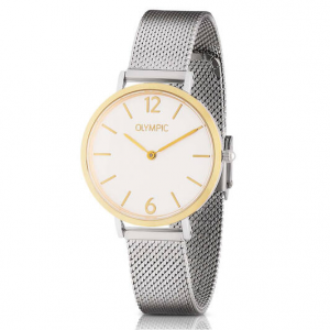 Olympic , dameshorloge bicolour met milanese band - 235673 Olympic , dameshorloge bicolour met milanese band - 235673