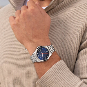 Olympic heren horloge met leren band blauw - 235703 Olympic heren horloge met leren band blauw - 235703