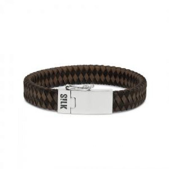 Silk armband leer zwart - 235724