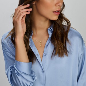 Gouden hanger vierkant schakeltje - 233764 Gouden hanger vierkant schakeltje - 233764