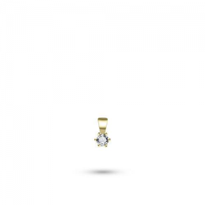 Zilveren double hanger hart met 6poots chatonnetje en zirconia - 233919